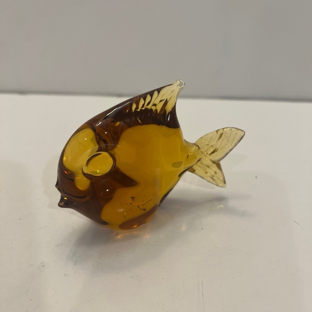 Vintage Amber Handmade Blown fish